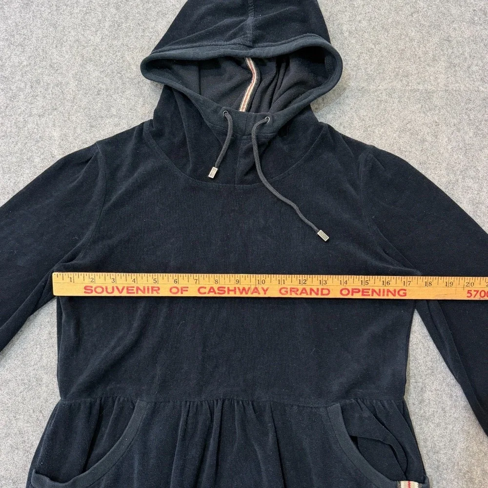 Burberry London Girls Black Terry Hooded Sweatshirt Dress Youth Size Large